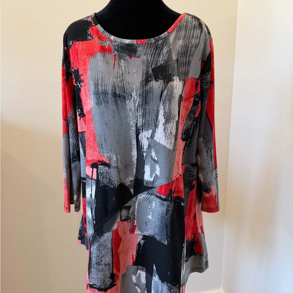 Venini Red, Black and Gray Abstract Tunic